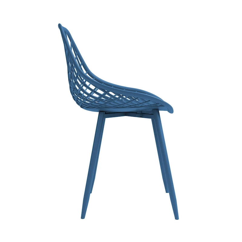 Chaise de salle à manger Mid-Century Modern avec pieds en acier pour l'intérieur ou l'extérieur - Lot de 2