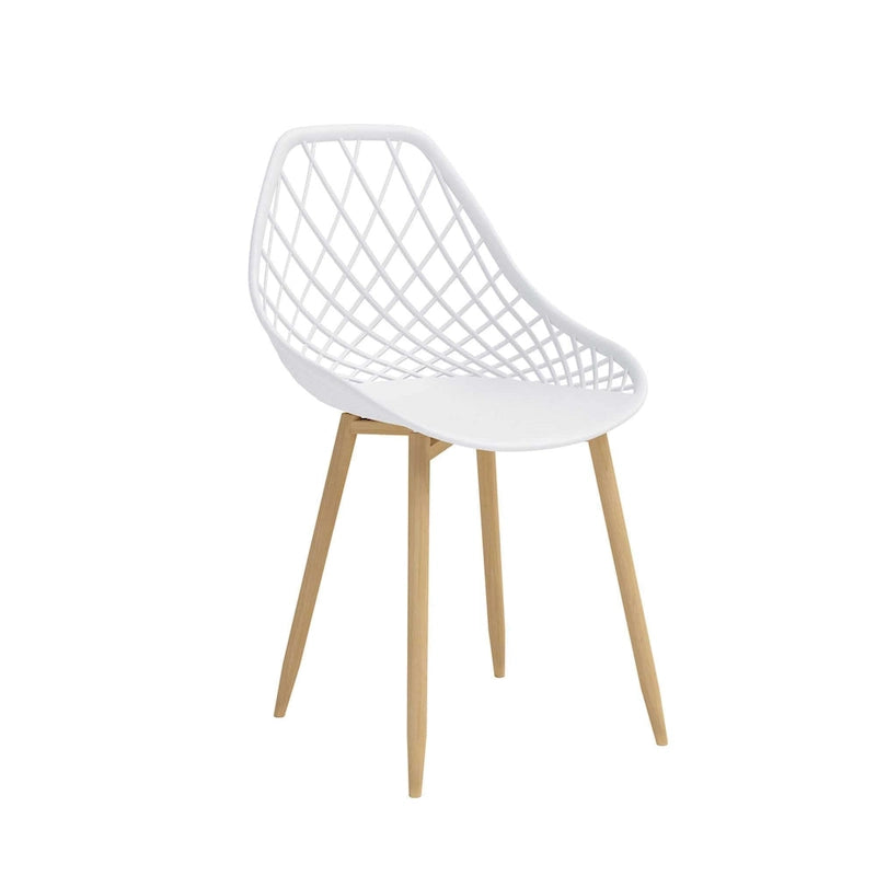 Chaise de salle à manger Mid-Century Modern avec pieds en acier pour l'intérieur ou l'extérieur - Lot de 2
