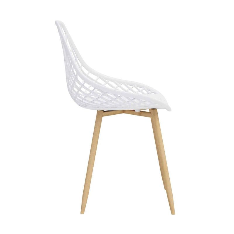 Chaise de salle à manger Mid-Century Modern avec pieds en acier pour l'intérieur ou l'extérieur - Lot de 2