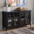 Buffet/Vaisselier avec 4 portes vitrées encadrées et étagères réglables – 137cm (L) x 39cm (P) x 81cm (H)