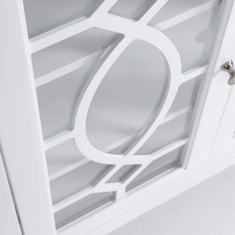 Buffet/Vaisselier avec 4 portes vitrées encadrées et étagères réglables – 137cm (L) x 39cm (P) x 81cm (H)