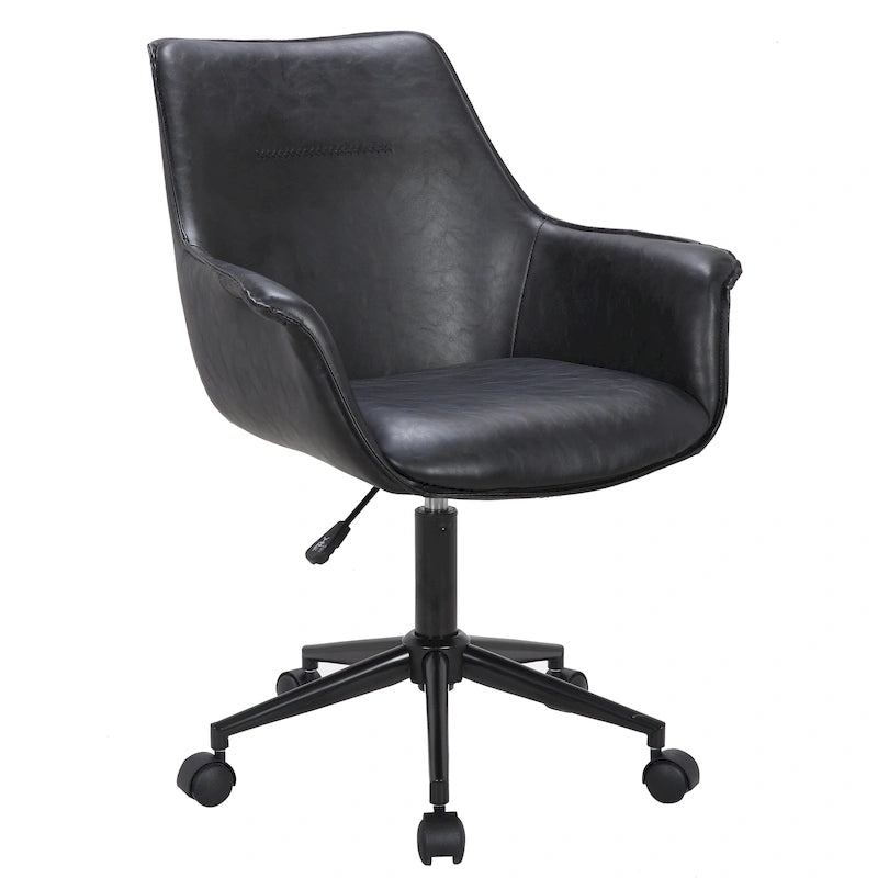 Chaise de bureau en similicuir avec piètement à roulettes en métal