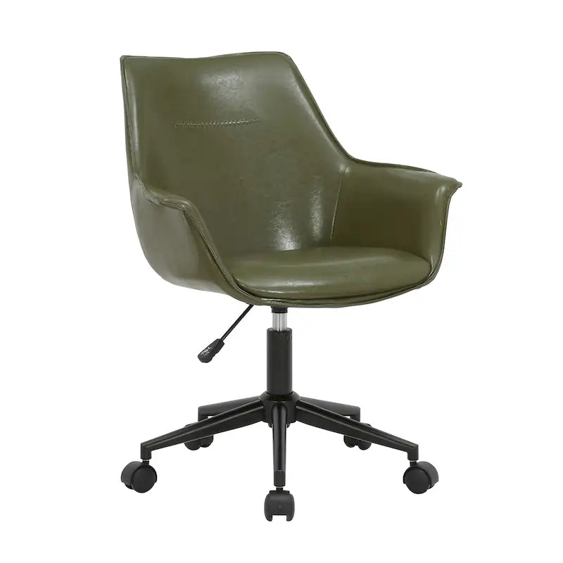 Chaise de bureau en similicuir avec piètement à roulettes en métal