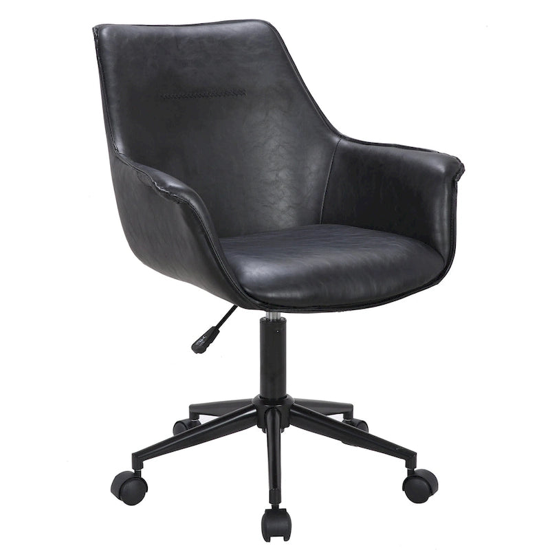 Chaise de bureau en similicuir avec piètement à roulettes en métal