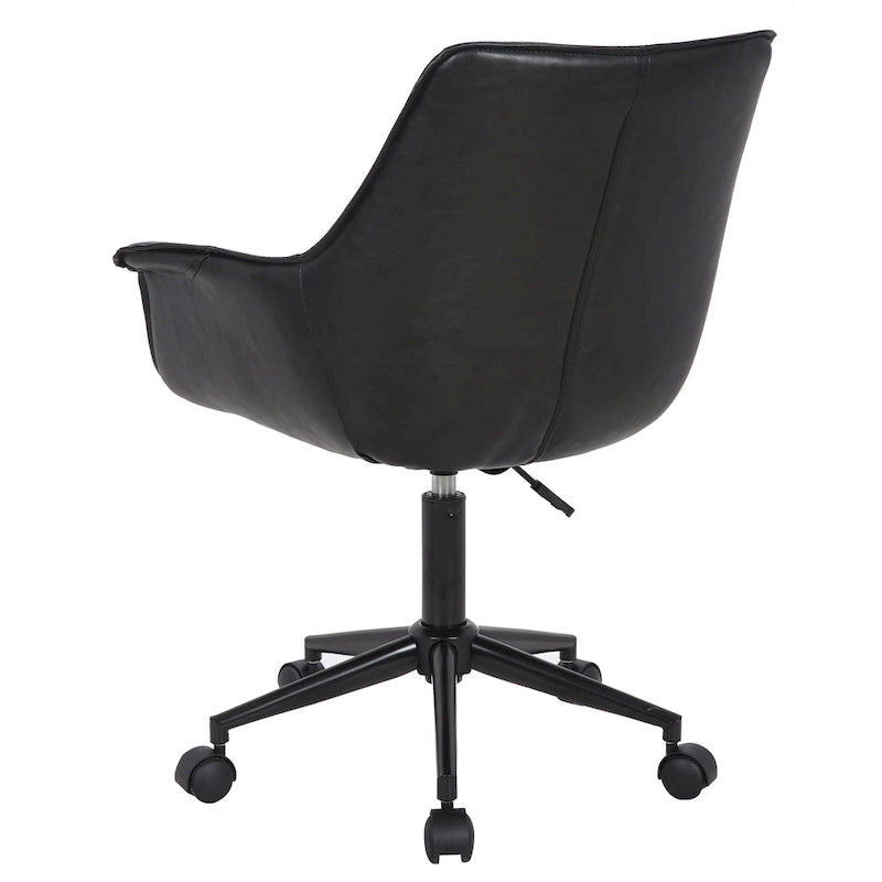 Chaise de bureau en similicuir avec piètement à roulettes en métal