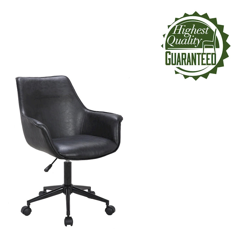 Chaise de bureau en similicuir avec piètement à roulettes en métal