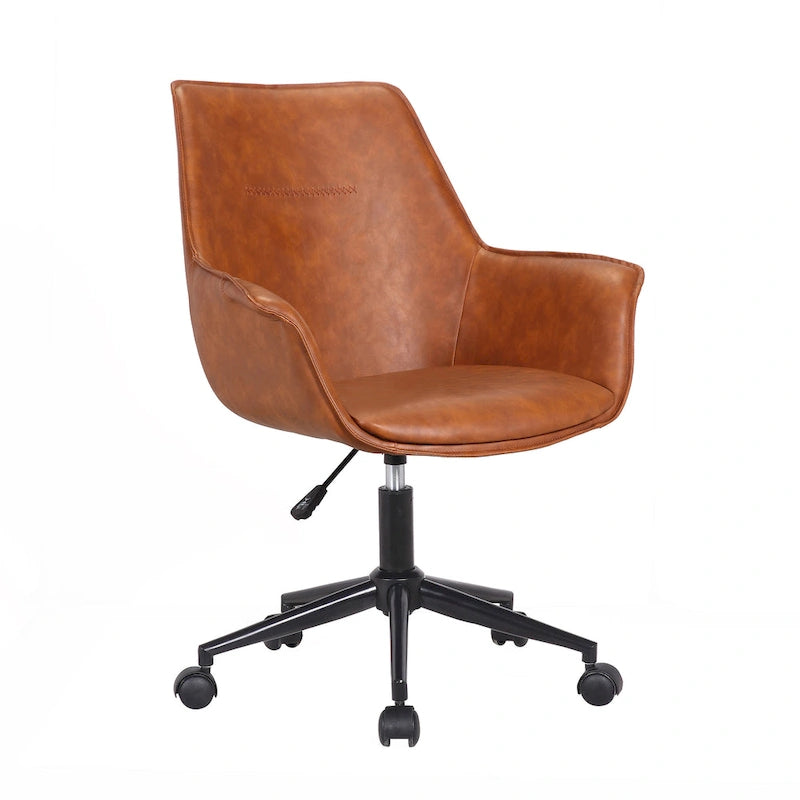 Chaise de bureau en similicuir avec piètement à roulettes en métal