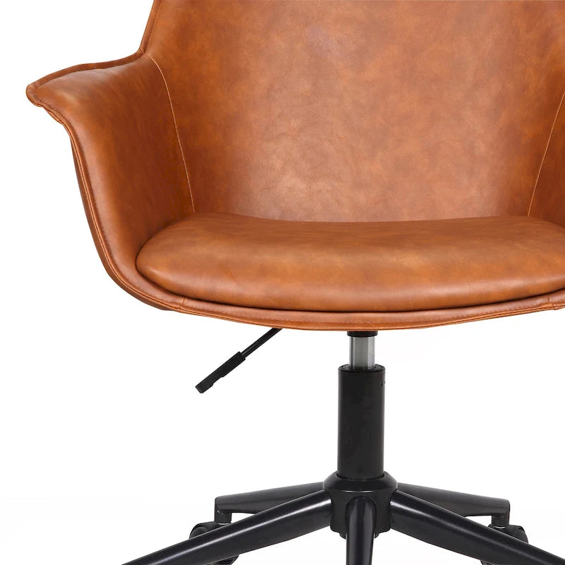 Chaise de bureau en similicuir avec piètement à roulettes en métal