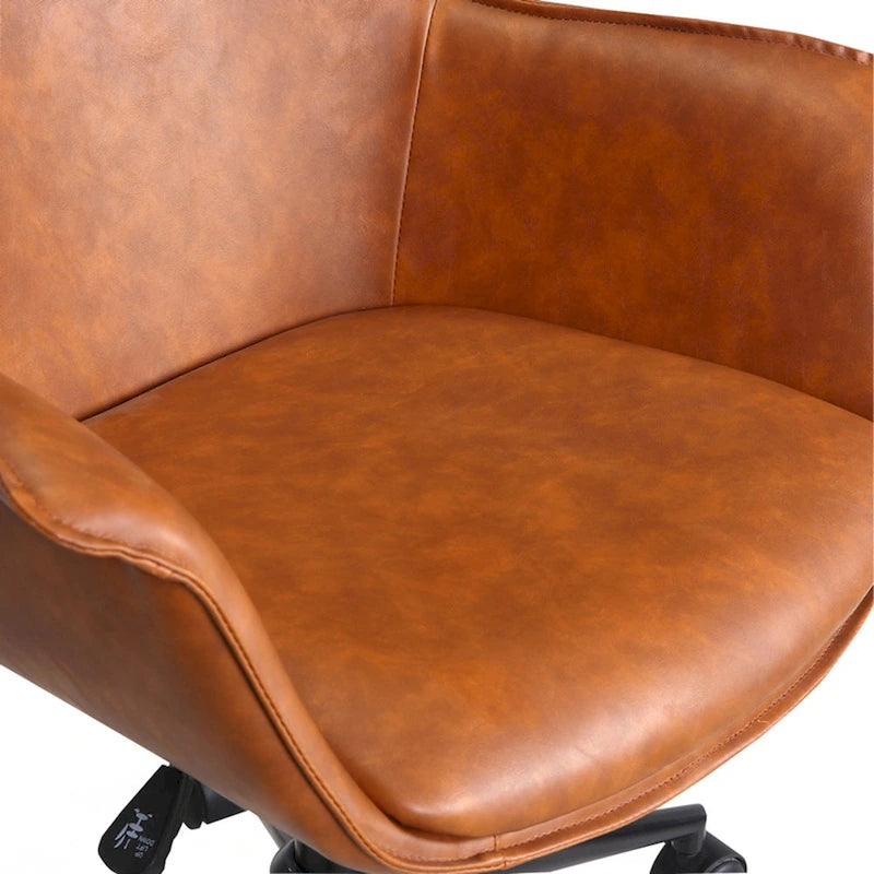 Chaise de bureau en similicuir avec piètement à roulettes en métal