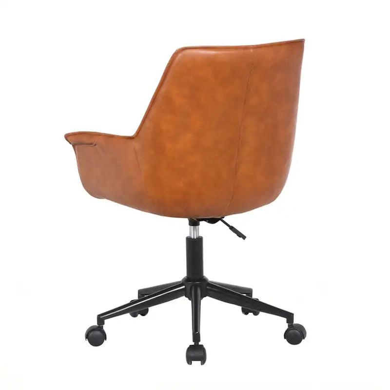 Chaise de bureau en similicuir avec piètement à roulettes en métal