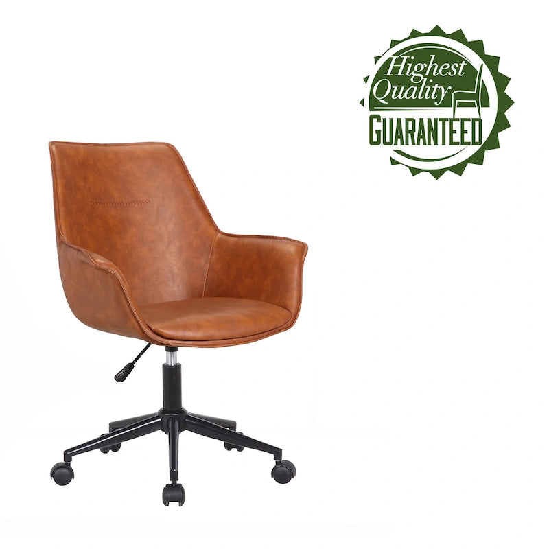 Chaise de bureau en similicuir avec piètement à roulettes en métal