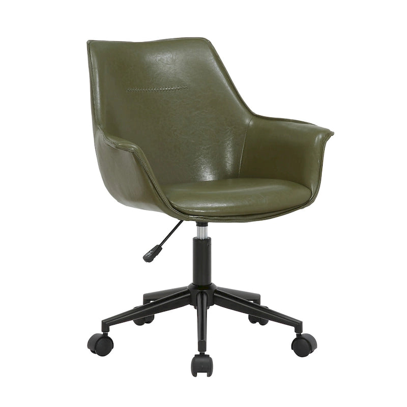Chaise de bureau en similicuir avec piètement à roulettes en métal