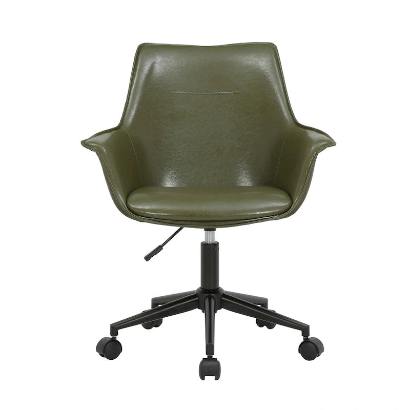 Chaise de bureau en similicuir avec piètement à roulettes en métal