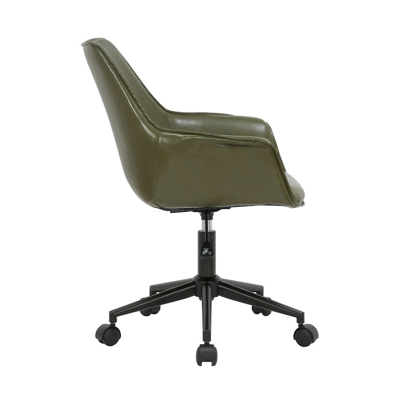 Chaise de bureau en similicuir avec piètement à roulettes en métal