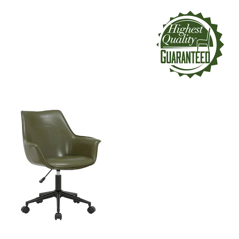 Chaise de bureau en similicuir avec piètement à roulettes en métal