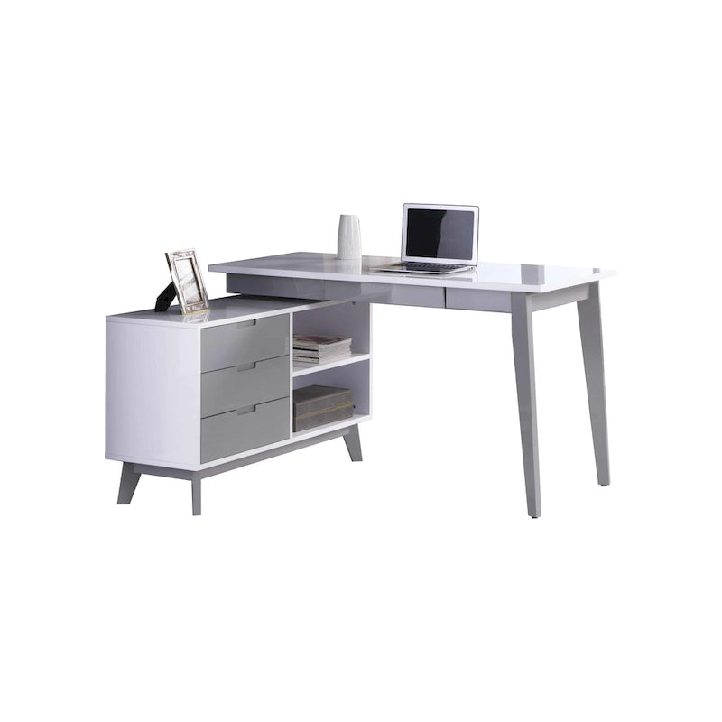 Bureau informatique rotatif en bois bicolore moderne
