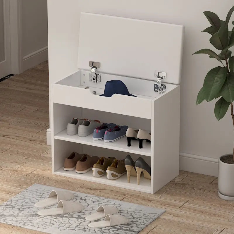 Banc à chaussures pour 6 paires, avec rangement dissimulé sous le coussin – 12L x 24P x 21,2H