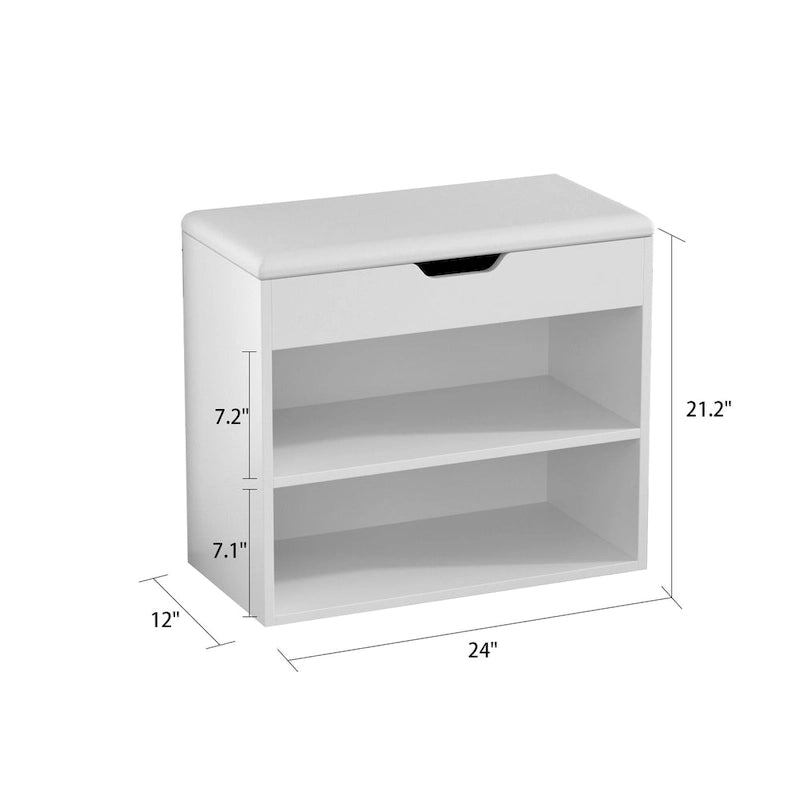 Banc à chaussures pour 6 paires, avec rangement dissimulé sous le coussin – 12L x 24P x 21,2H