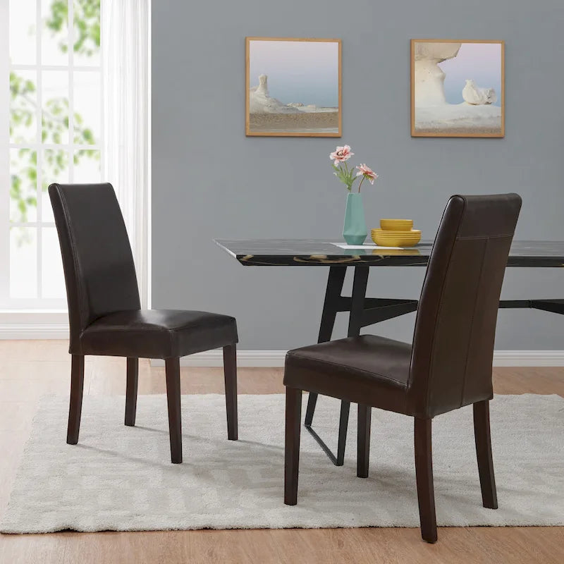 Chaise de salle à manger en cuir, lot de 2