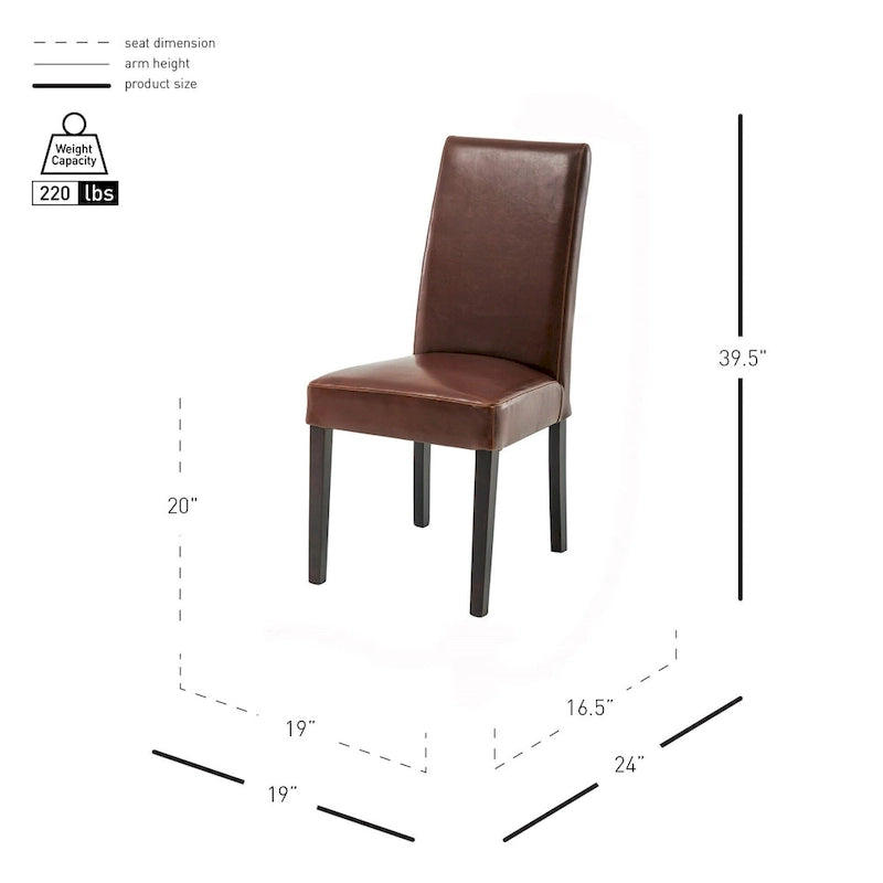 Chaise de salle à manger en cuir, lot de 2
