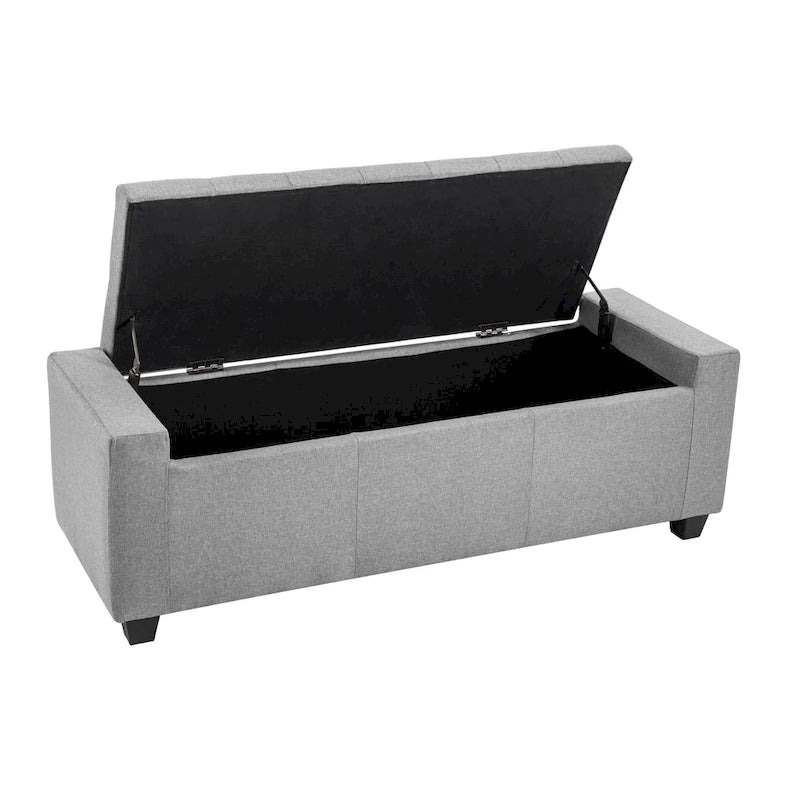 Banc coffre de rangement capitonné en tissu avec couvercle rabattable