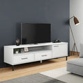 Meuble TV Console TV Meuble TV avec pieds en métal Bois massif Pin - 62,2 x 15,7 x 18,3