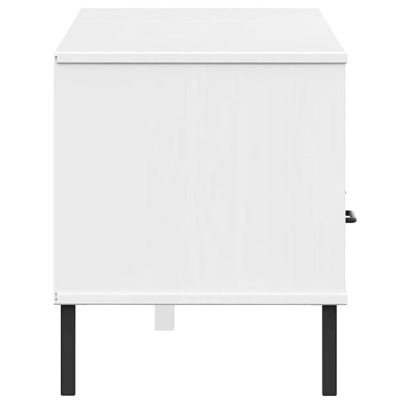 Meuble TV Console TV Meuble TV avec pieds en métal Bois massif Pin - 62,2 x 15,7 x 18,3