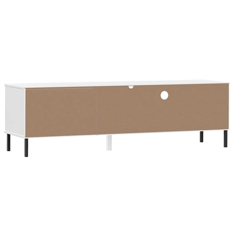 Meuble TV Console TV Meuble TV avec pieds en métal Bois massif Pin - 62,2 x 15,7 x 18,3