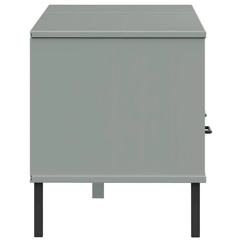 Meuble TV Console TV Meuble TV avec pieds en métal Bois massif Pin - 62,2 x 15,7 x 18,3