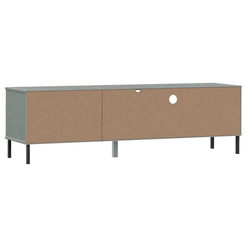 Meuble TV Console TV Meuble TV avec pieds en métal Bois massif Pin - 62,2 x 15,7 x 18,3