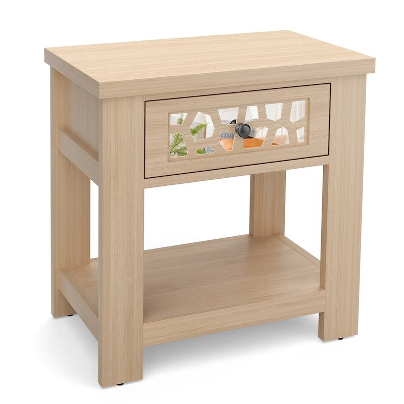Table d'appoint de chevet avec tiroir en bois pour salon et chambre à coucher