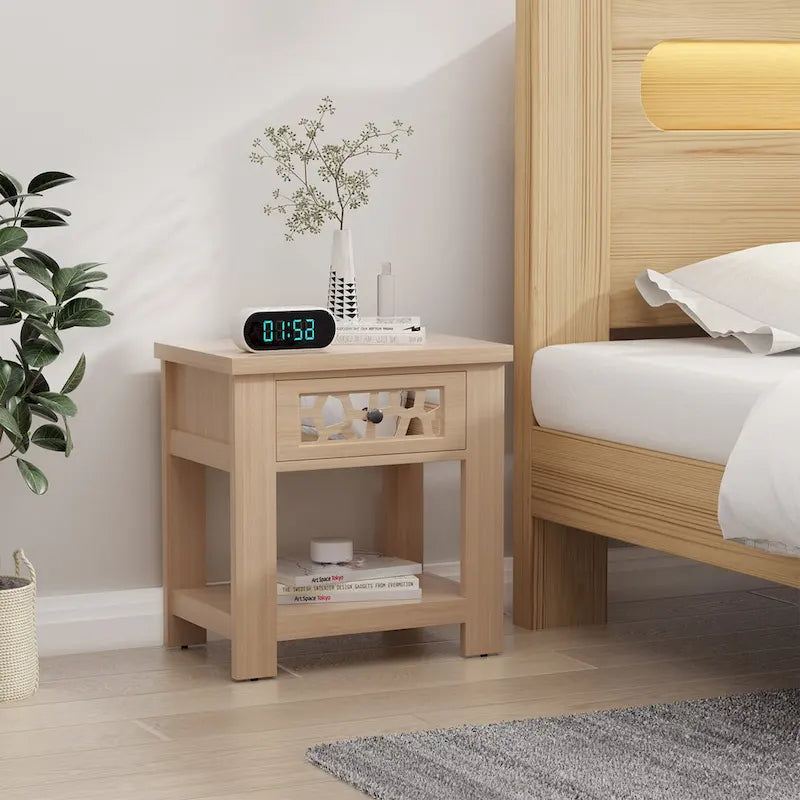 Table d'appoint de chevet avec tiroir en bois pour salon et chambre à coucher