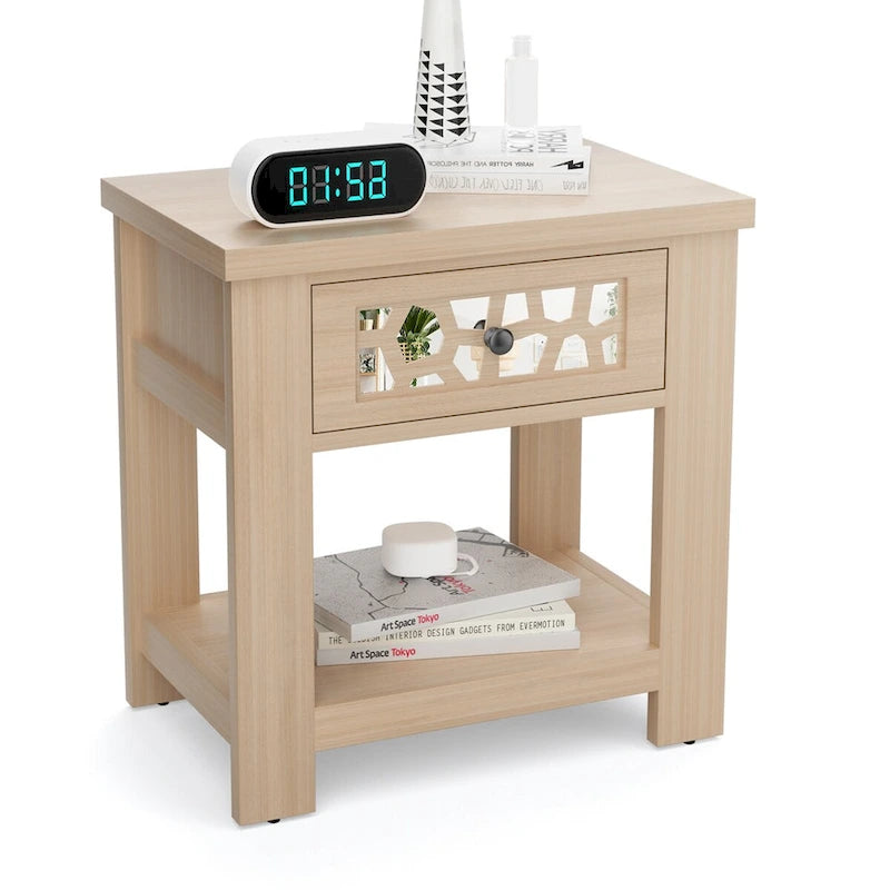 Table d'appoint de chevet avec tiroir en bois pour salon et chambre à coucher
