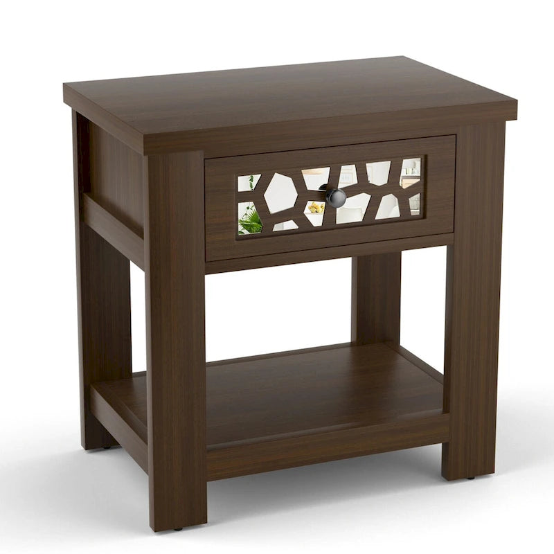 Table d'appoint de chevet avec tiroir en bois pour salon et chambre à coucher