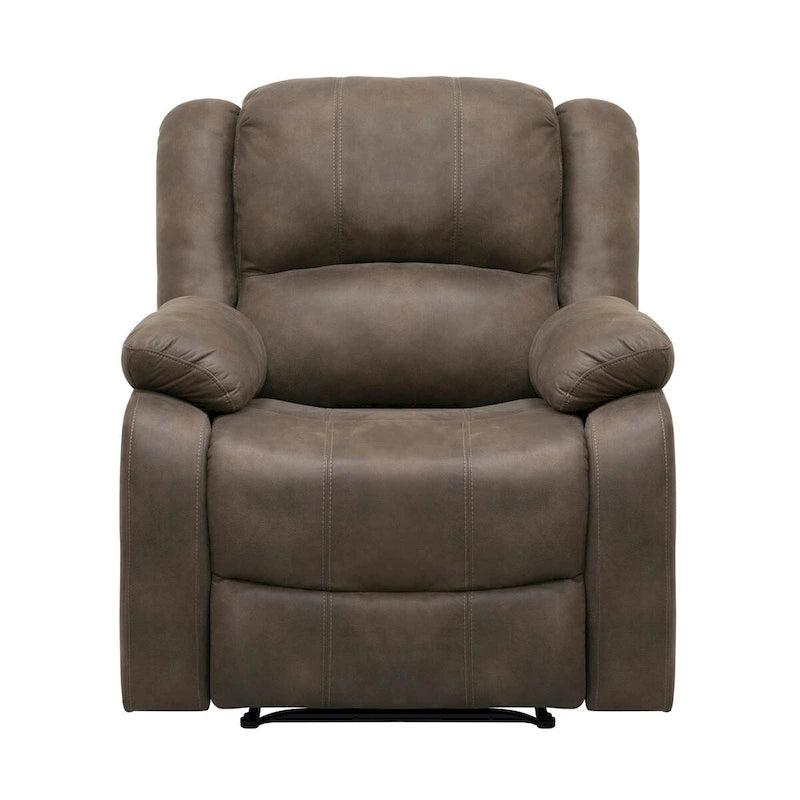 Fauteuil inclinable manuel de 38 pouces, Coussins, Bois massif, Microfibre marron