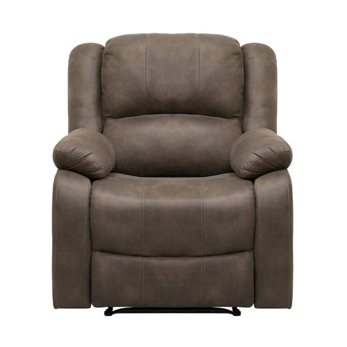 Fauteuil inclinable manuel de 38 pouces, Coussins, Bois massif, Microfibre marron