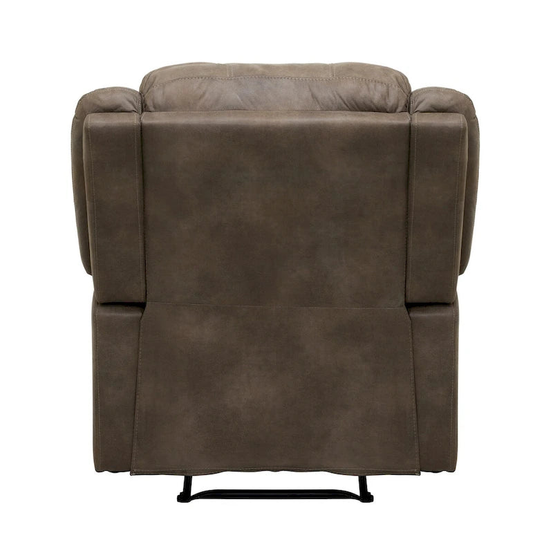 Fauteuil inclinable manuel de 38 pouces, Coussins, Bois massif, Microfibre marron