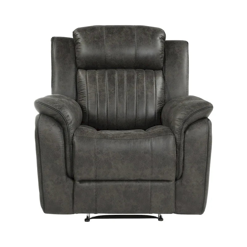 Fauteuil inclinable manuel de 38 pouces, à tirette, en microfibre gris brunâtre
