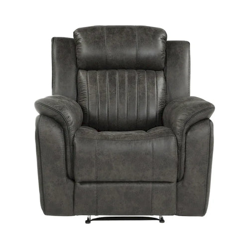 Fauteuil inclinable manuel de 38 pouces, à tirette, en microfibre gris brunâtre