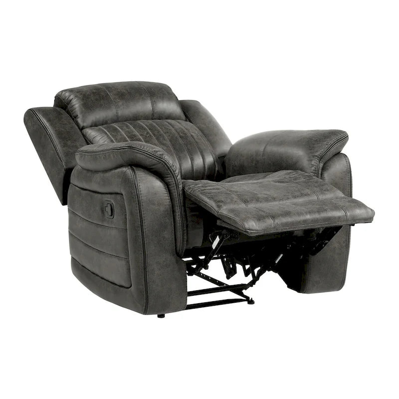 Fauteuil inclinable manuel de 38 pouces, à tirette, en microfibre gris brunâtre