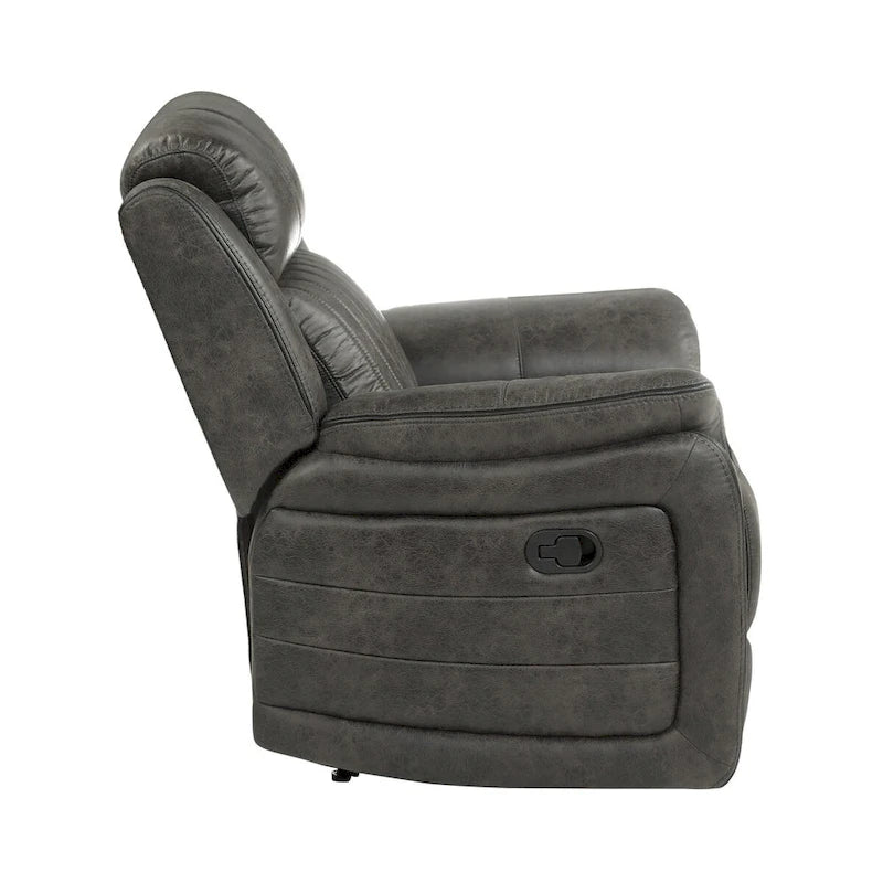 Fauteuil inclinable manuel de 38 pouces, à tirette, en microfibre gris brunâtre