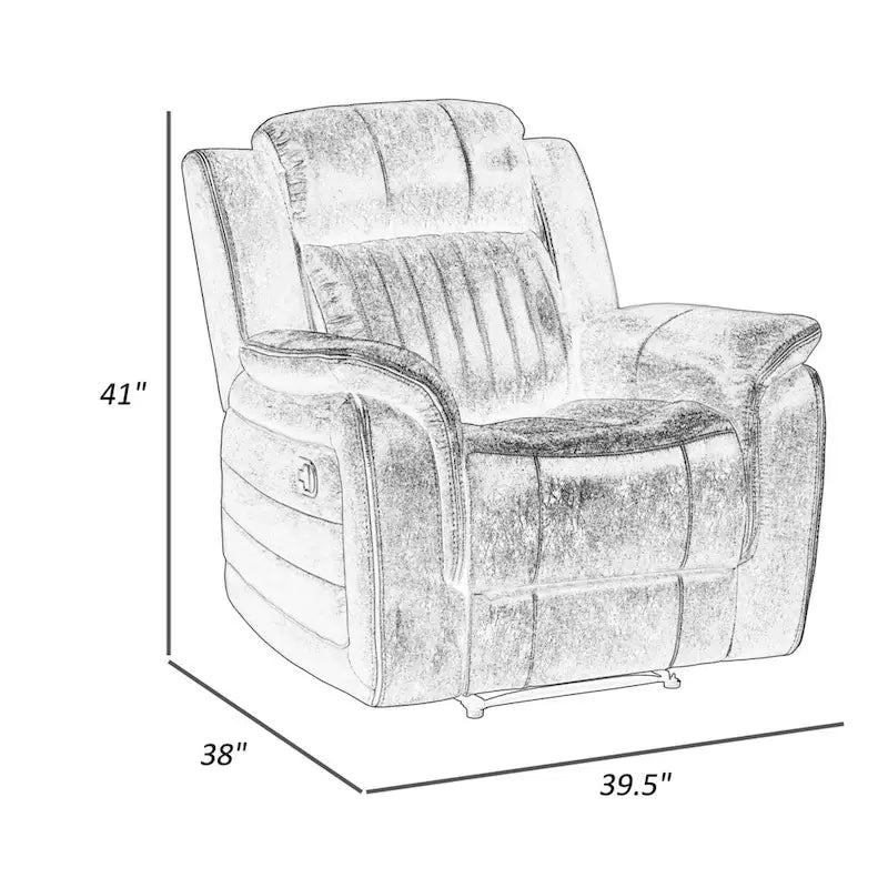Fauteuil inclinable manuel de 38 pouces, à tirette, en microfibre gris brunâtre