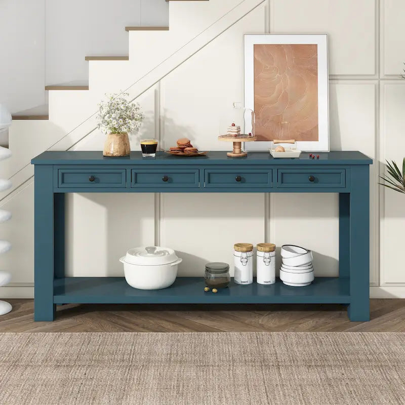 Console avec tiroirs de rangement et étagère inférieure