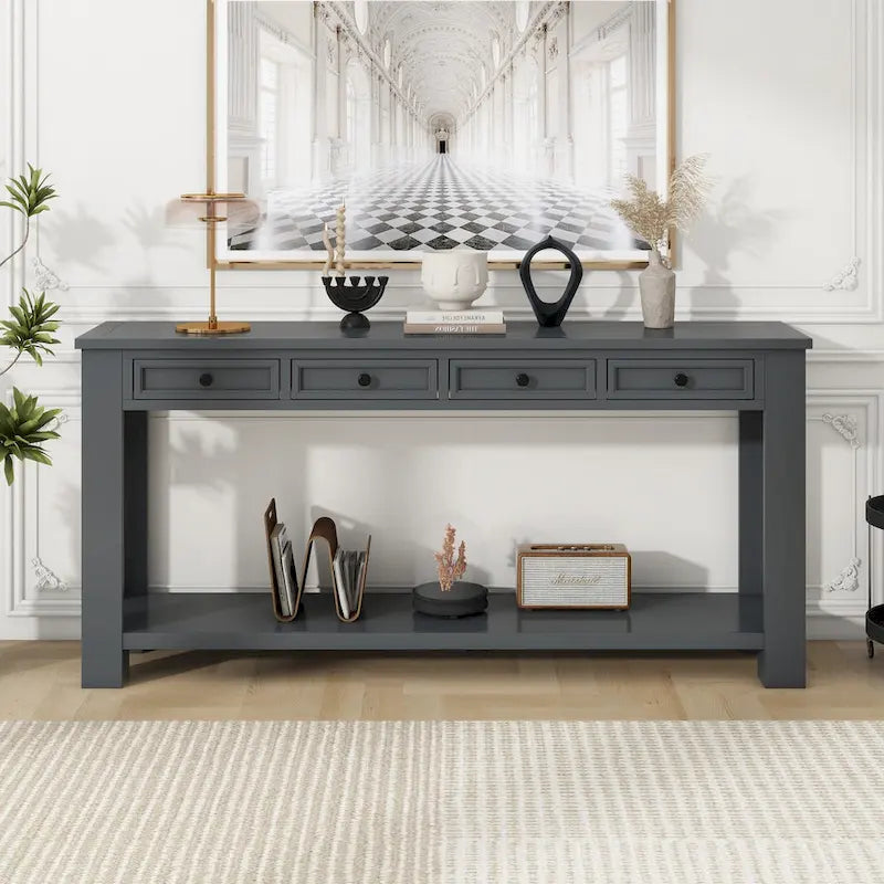 Console avec tiroirs de rangement et étagère inférieure