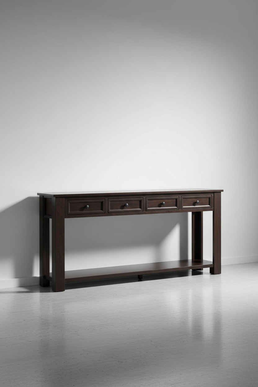 Console avec tiroirs de rangement et étagère inférieure