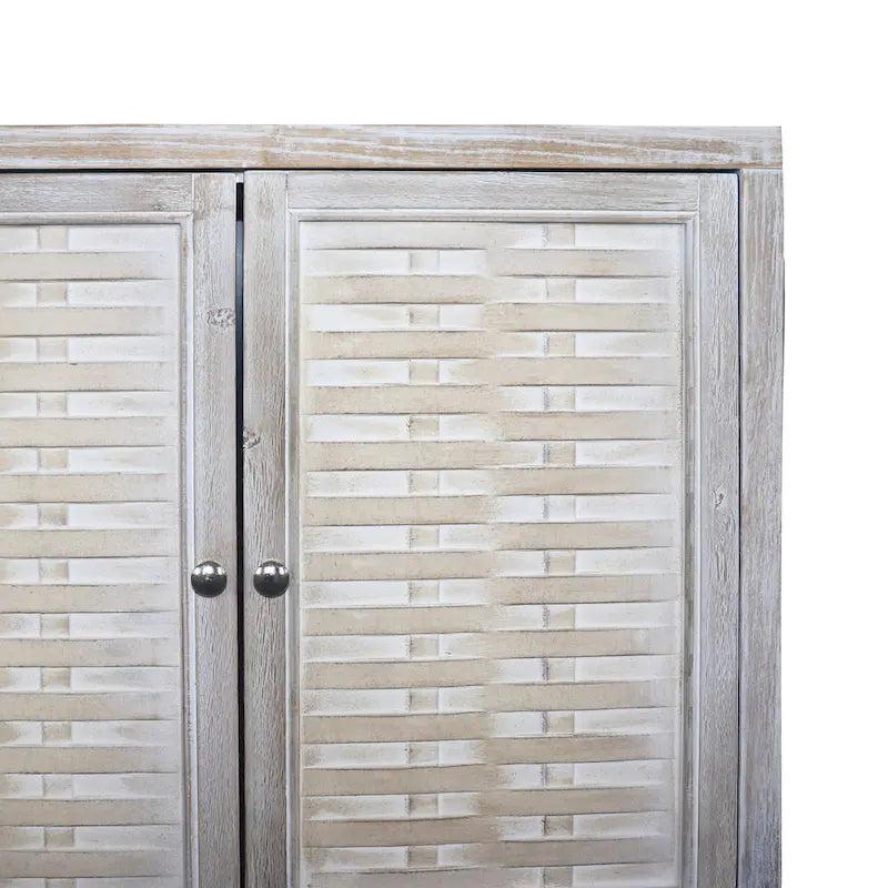 Buffet de ferme en bois naturel avec lavage de 60 po, 4 portes, meuble de rangement d'appoint