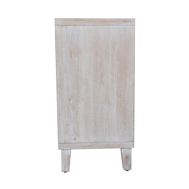 Buffet de ferme en bois naturel avec lavage de 60 po, 4 portes, meuble de rangement d'appoint