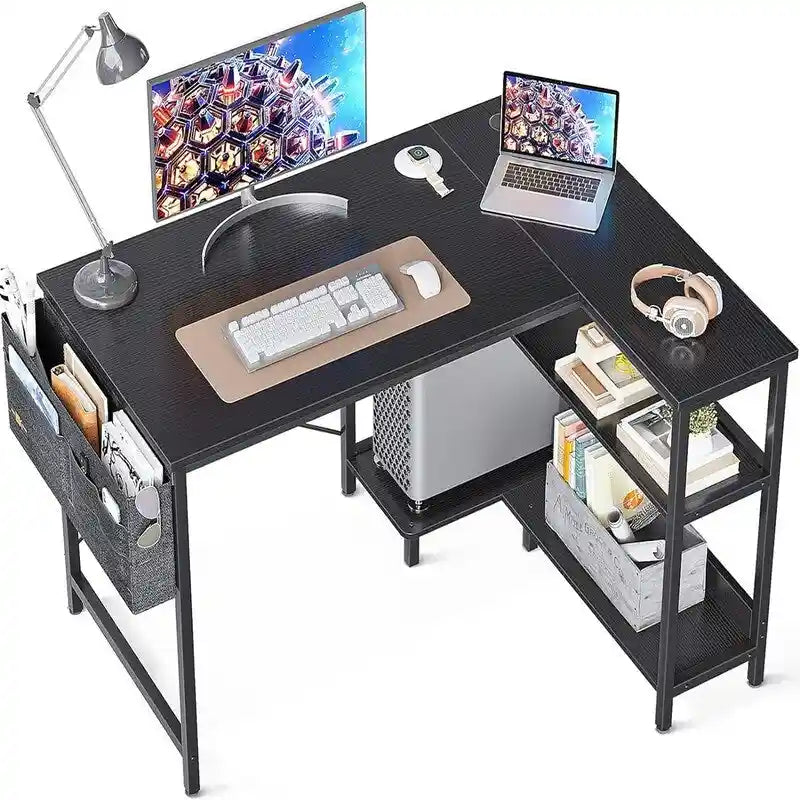 Petit bureau d'ordinateur en L