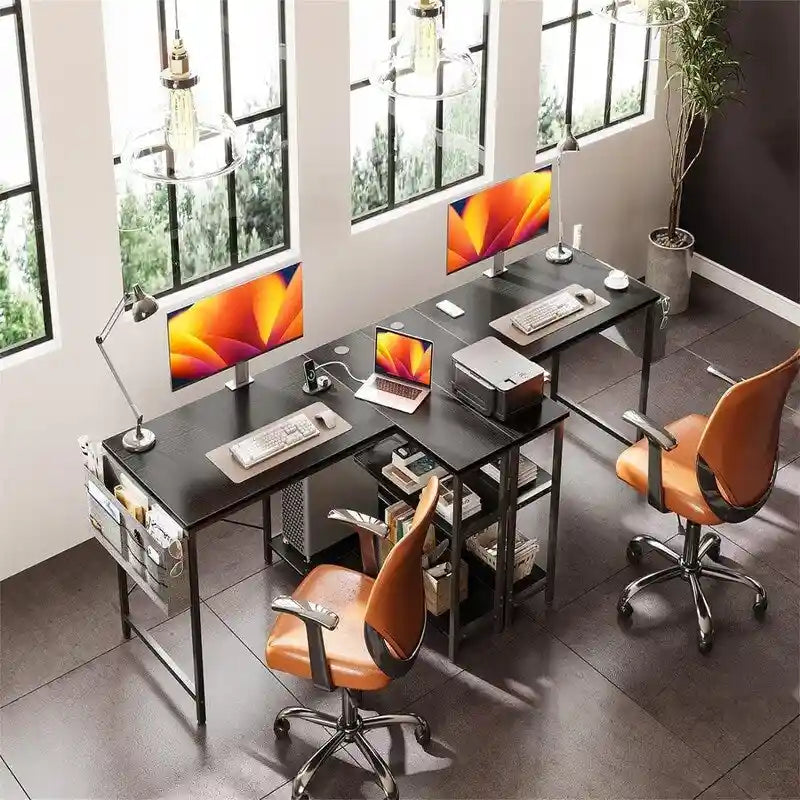 Petit bureau d'ordinateur en L