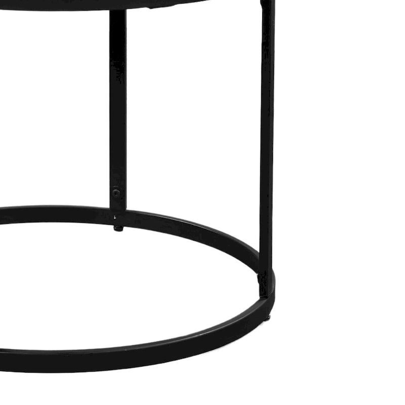 Table d'appoint de 23 pouces, plateau rond en marbre blanc naturel moderne, cadre en fer noir classique